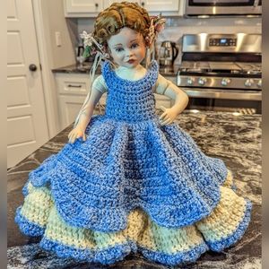 Doll Dress Vintage Handmade Layered/Tiered  Crochet. Doll not included!
